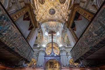 Interior ceiling of Basilica di Santa Maria Maggiore - Bergamo, Italy