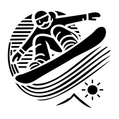 Snowboard Rider Logo Silhouette Emblem Vector Design