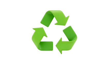 A 3d green recycling symbol on a black background representing environmental conservation