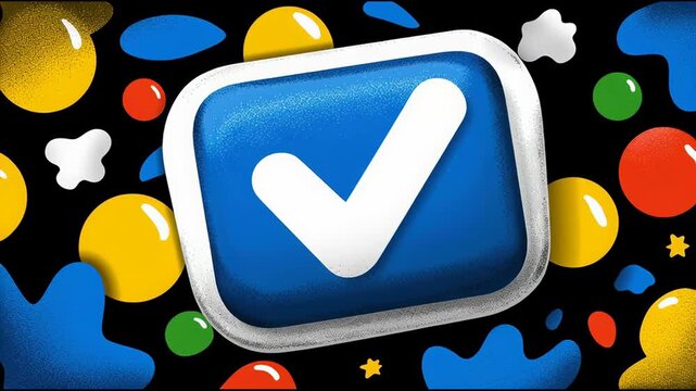 Blue square button featuring a white tick mark signifying compliance check in a clean and minimalist design. Digital Approval Check Mark &ndash; Animated Video Version
