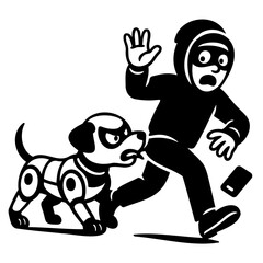 Security Robot Dog Stopping Thief