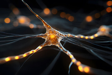 Neurons connected and communicating in a vibrant neural network scene