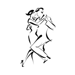 Fototapeta premium Dancing couple love sketch