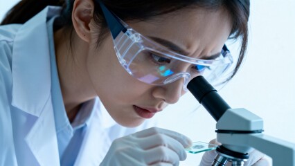 scientist working with microscope