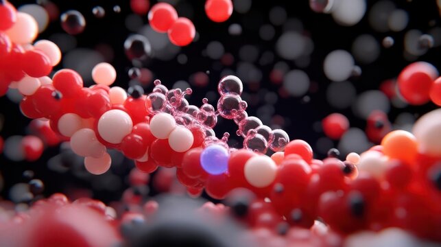 Abstract rendering of molecular structures with floating spheres and unique designs - Powered by Adobe