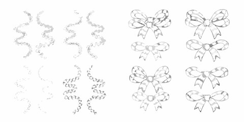 Delicate floral and ribbon sketches showcasing elegant graphic design elements