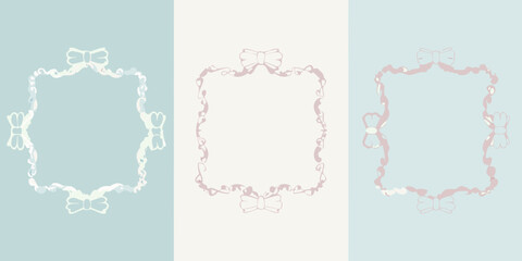 Decorative frames with bows a set of pastel colored designs