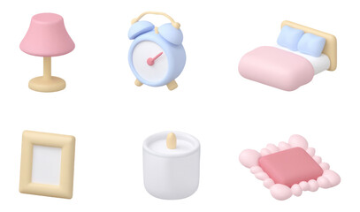 Cute and Colorful 3D Mini Bedroom Decor Icons for Soft Toy Art Projects