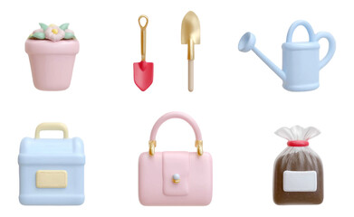 Indoor Plant Accessories Including Soft Toy Art on Transparent Background