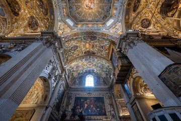 Interior ceiling of Basilica di Santa Maria Maggiore - Bergamo, Italy