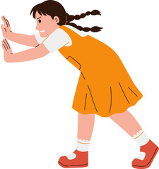 Child Pushing Hard Pose Illustration