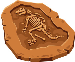 Ancient Dinosaur Skeleton Fossil Illustration