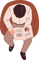 Business Person Reading Report Top View Illustration