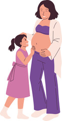 Pregnant Mother and Daughter Illustration