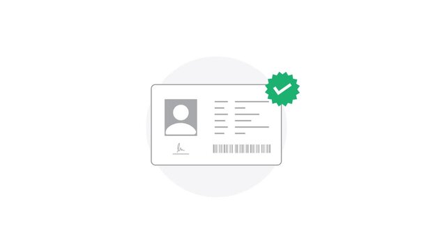 4k Identification Card with Approved Icon. Verified ID Concept Animation Video