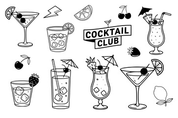 cocktail vector set