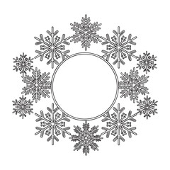 Elegant snowflake wreath frame design for winter holiday projects