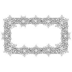 Elegant black and white snowflake border for winter holiday design