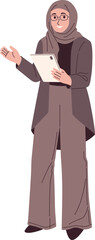 Smiling Professional Muslim Business Woman Explaining Illustration