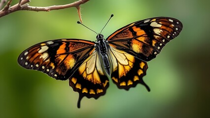 Fototapeta premium chrysalis. Butterfly emerging from its chrysalis, wings unfolding in transformation. wildlife magazines, conservation campaigns, designed for nature documentaries and education, used by professors.