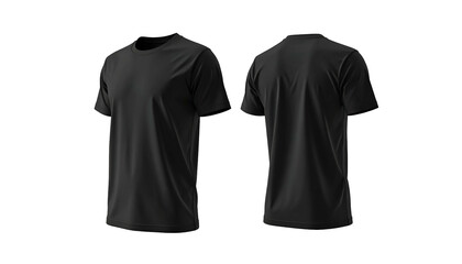 Front and back views of a plain, black short-sleeved crew-neck t-shirt