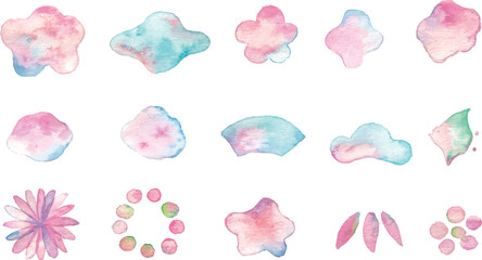 水彩画。水彩タッチの年賀状素材。和風の桜と椿の水彩ベクターフレーム。花の水彩年賀状テンプレート。Watercolor painting. Watercolor New Year's card material. Japanese-style cherry blossom and camellia watercolor vector frame. Floral watercolor New Year