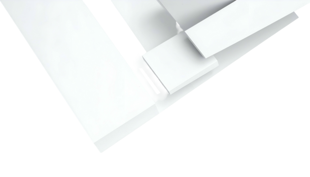 Geometric, abstract composition of white, angular shapes on a contrasting black backdrop - Powered by Adobe