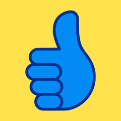blue thumbs up hand gesture flat color vector illustration template design