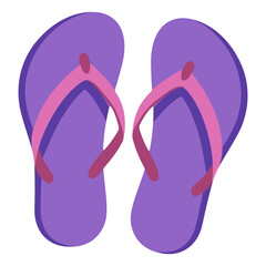 purple flip flops footwear accessories slipper flat color vector illustration template design