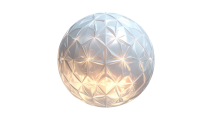 A glossy sphere with a tessellated surface, illuminated on a black background