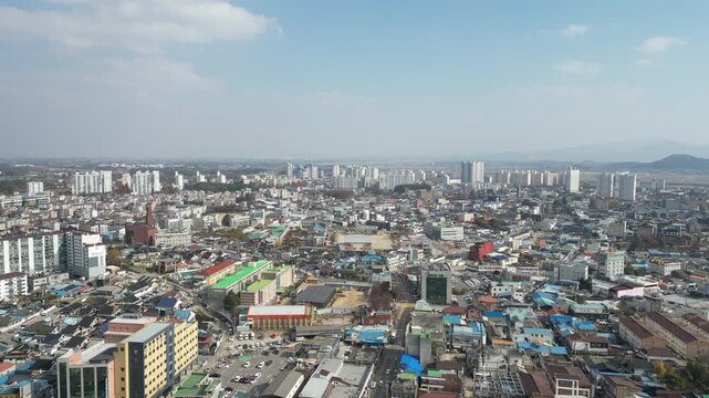 Gimje City Panorama: Aerial View of South Korea's Breadbasket Region