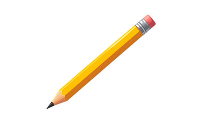 A simple, yellow wooden writing utensil with a pink eraser, lying diagonally