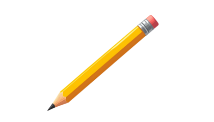 A simple, yellow wooden writing utensil with a pink eraser, lying diagonally