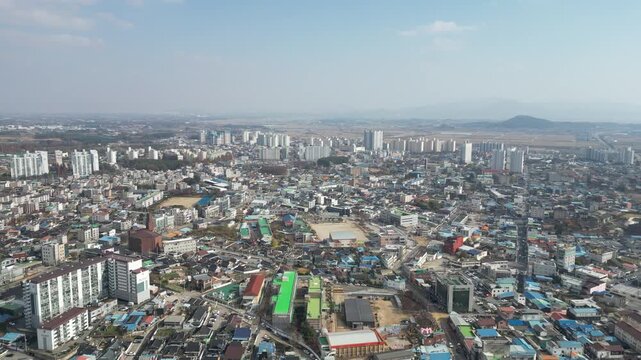 Gimje City Panorama: Aerial View of South Korea's Breadbasket Region