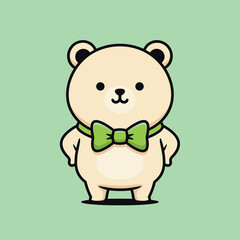 Adorable Cartoon Bear with Bow Tie - A Charming Vector Illustration.