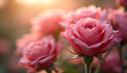 pink rose on a green background