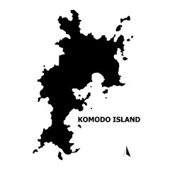 Komodo dragon island map silhouette isolated on white background