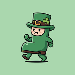 Cartoon Leprechaun Boot Character with Angry Expression.