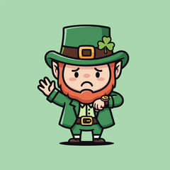Worried Leprechaun Checking Time on St. Patricks Day.