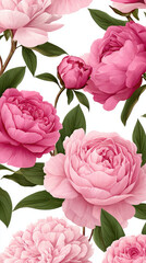 Pink peony bouquet, rose like peony bloom, lush pink petals