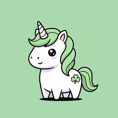 Charming St. Patricks Day Unicorn with Shamrock Detail.