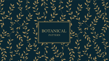 Golden botanical vine pattern, dark background with elegant vertical foliage design, decorative wallpaper texture, luxury textile art, flat vector illustration © Miskur Rumi 