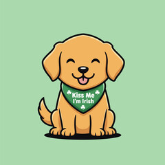 Adorable Golden Retriever Puppy Celebrating St. Patricks Day with Irish Pride.