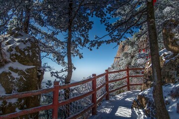 Snow-Covered Mountains in Winter Silence