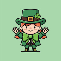 Charming Leprechaun Girl Cartoon Character Celebrating St. Patricks Day.