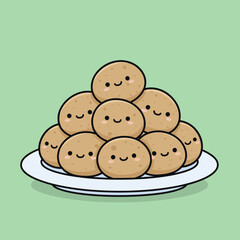 A stack of cute potato balls on a plate.