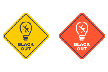 Blackout icon, yellow sticker. Flat illustration.