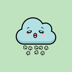 Cute Cloud Character with Shamrock Rain for St. Patricks Day.