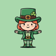 Charming Leprechaun Girl Cartoon Character for St. Patricks Day.