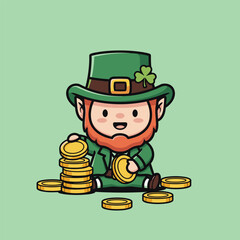 Charming Leprechaun with Pot of Gold Cartoon Illustration.